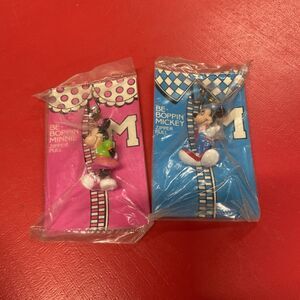 Vintage Mickey & Minnie Mouse Be-Boppin Backpack Zipper Pulls 1990 Avon Disney